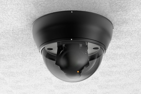 3d rendering security camera or cctv camera on ceiling