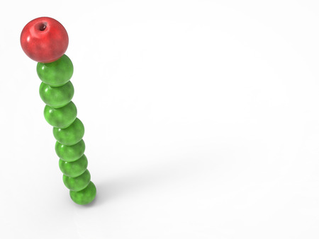 leadership concept with 3d rendering red apple on top of green applesの写真素材