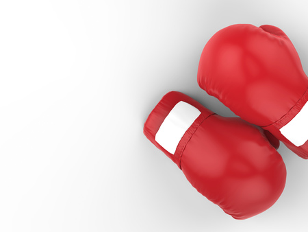 3d rendering golden boxing gloves on white backgroundの写真素材