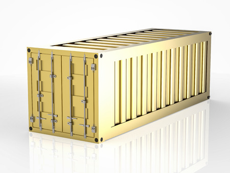 3d rendering gold container on white backgroundの写真素材