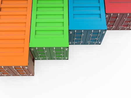 3d rendering colorful containers on white backgroundの写真素材