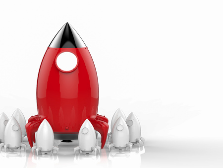leadership concept with 3d rendering rocket launch