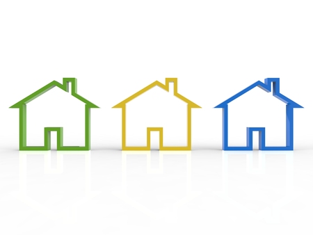 colorful mock up house on white backgroundの写真素材