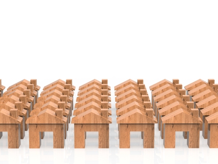 wooden houses village with mock up houses or model housesの写真素材