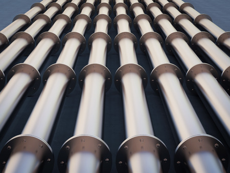 3d rendering metal pipeline with flanges jointの写真素材