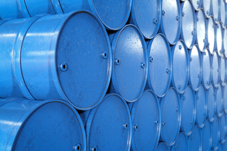 3d rendering blue barrel backgroundの写真素材