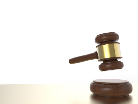 3d rendering gavel judge on white background