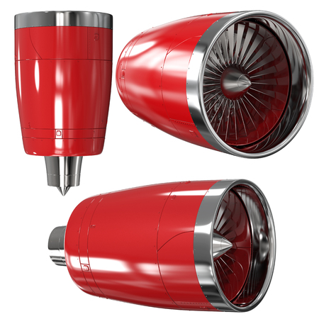 3d rendering jet engine on white background