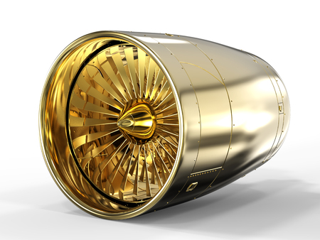 3d rendering jet engine on white backgroundの写真素材