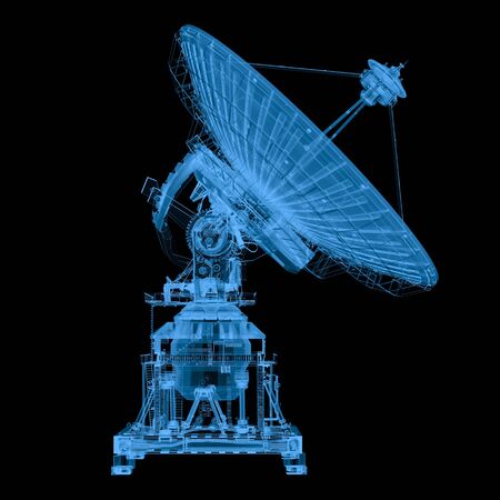 3d rendering x ray satellite isolated on blackの写真素材
