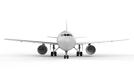 3d rendering white airplane on white backgroundの写真素材