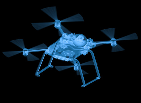3d rendering x ray drone isolated on blackの写真素材