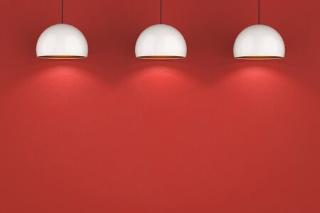 3d rendering white pendant lamps hanging on ceilingの写真素材