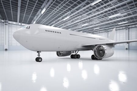 3d rendering airplane in hangar