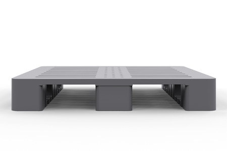 3d rendering grey plastic pallet on white backgroundの写真素材