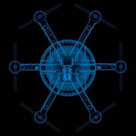 3d rendering x ray drone isolated on blackの写真素材