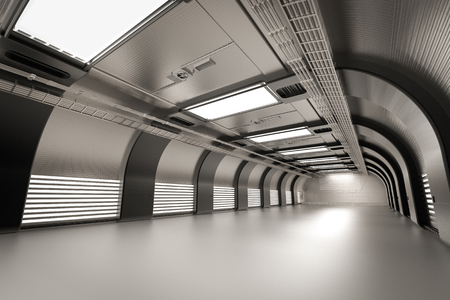 3d rendering indoor clean and empty tunnel factoryの写真素材