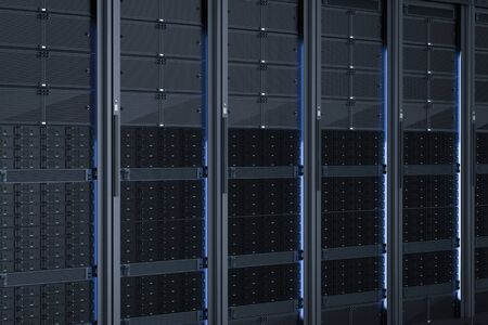 3d rendering server computer cluster or server racks