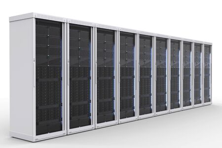 3d rendering server computer cluster on white backgroundの写真素材