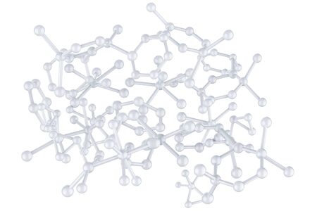 3d rendering white molecule structure on white background