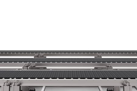 3d rendering rubber conveyor belts on white backgroundの写真素材
