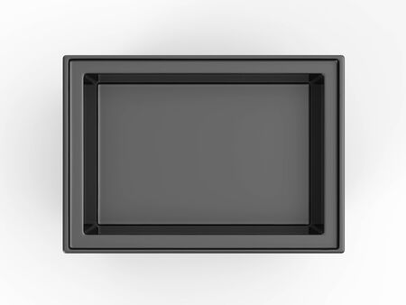 3d rendering black tray on white backgroundの写真素材