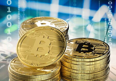 3d rendering gold bitcoin or digital currencyの写真素材