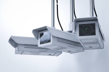 3d rendering security camera or cctv camera on ceiling