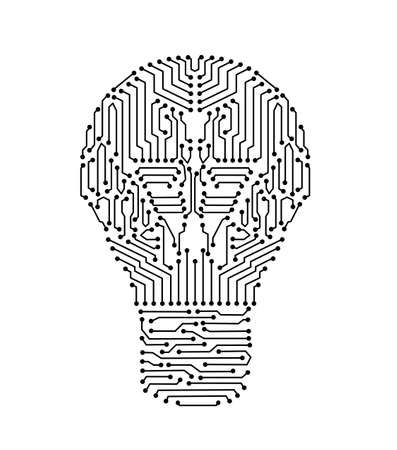 Circuit board in lightbulb shape vector illustration.のイラスト素材