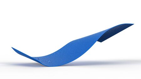 3d rendering blue yoga mat on white backgroundの写真素材