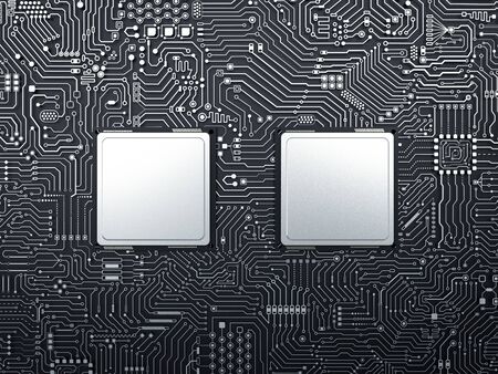 3d rendering cpu chip on circuit board backgroundの写真素材