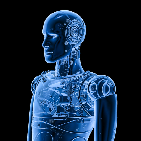 3d rendering x-ray robot on black background