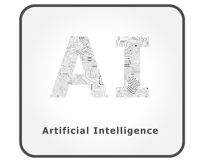 Ai text with circuit pattern vector illustrationのイラスト素材