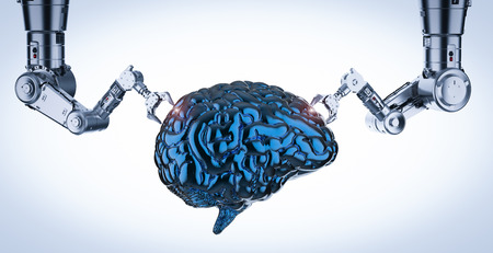3d rendering robot arms with ai brain