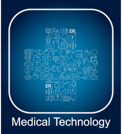 Medical technology concept medical icons in cross shape vector illustration&#xD;のイラスト素材