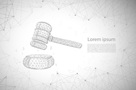Law concept with polygonal gavel judge vector illustrationのイラスト素材