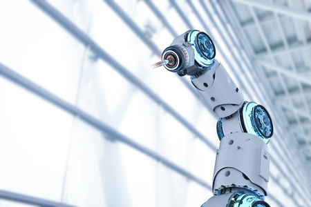 3d rendering welder robotic arm on white backgroundの写真素材