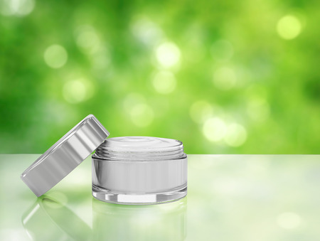 3d rendering cosmetic cream in open potの写真素材