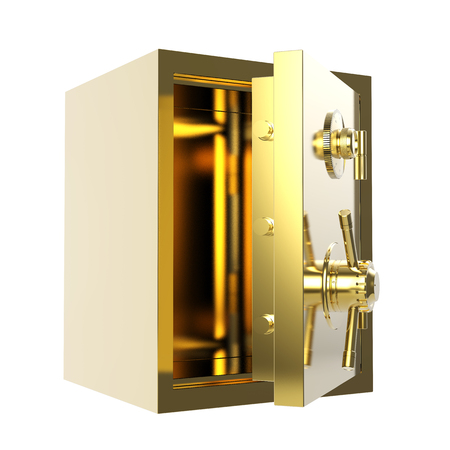 3d rendering gold bank safe or bank vault openの写真素材