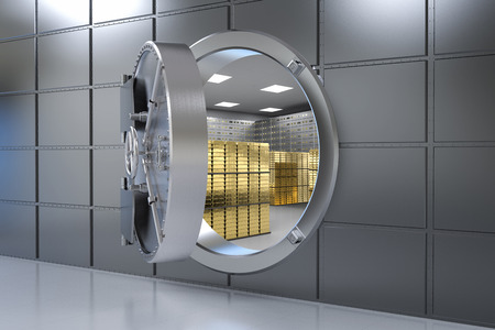 3d rendering metallic bank safe or steel safe openの写真素材