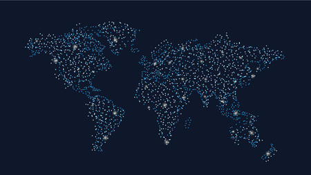 World map or global cartography with dot pattern vector illustrationのイラスト素材