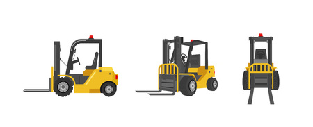Forklift truck in three angles vector illustrationのイラスト素材