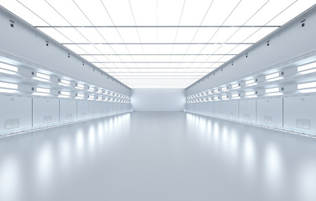 3d rendering interior white and clean empty factory or storehouseの写真素材