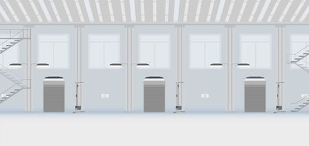Factory interior with shutter door closed vector illustrationのイラスト素材