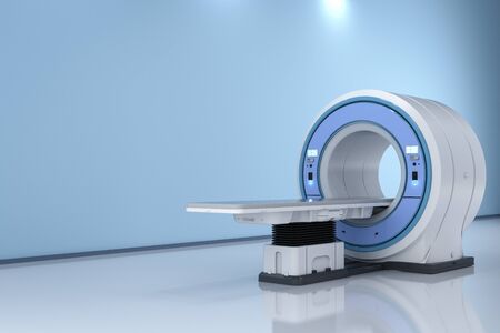3d rendering mri scan machine or magnetic resonance imaging scan device in room