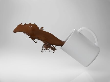 3d rendering a cup of coffee splashの写真素材