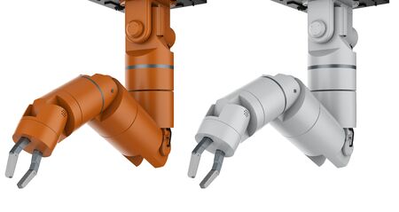 3d rendering robotic arm or robot hand isolated on white