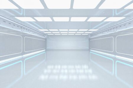3d rendering interior white and clean empty room or factory 
