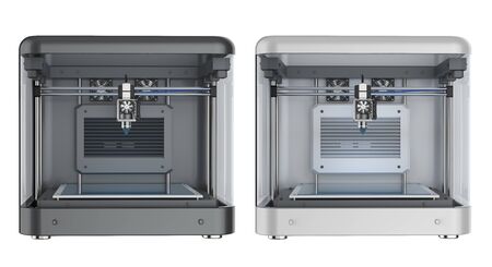 3d rendering 3d printer with injector nozzle isolated