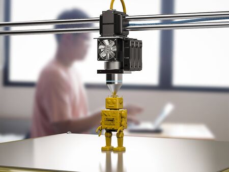 3d rendering 3d printer print robot modelの写真素材